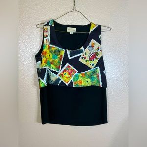 Vintage Susan Beebe Postage Stamp Shirt